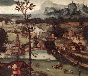 PATENIER, Joachim Landscape with the Rest on the Flight (detail) a painting